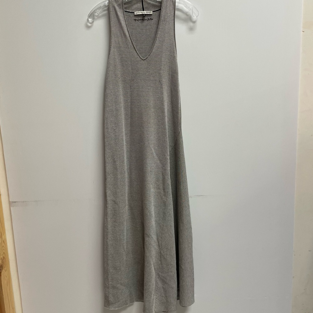 ADOLFO DOMINGUEZ STRIPED BLACK & WHITE TANK MAXI DRESS SZ M